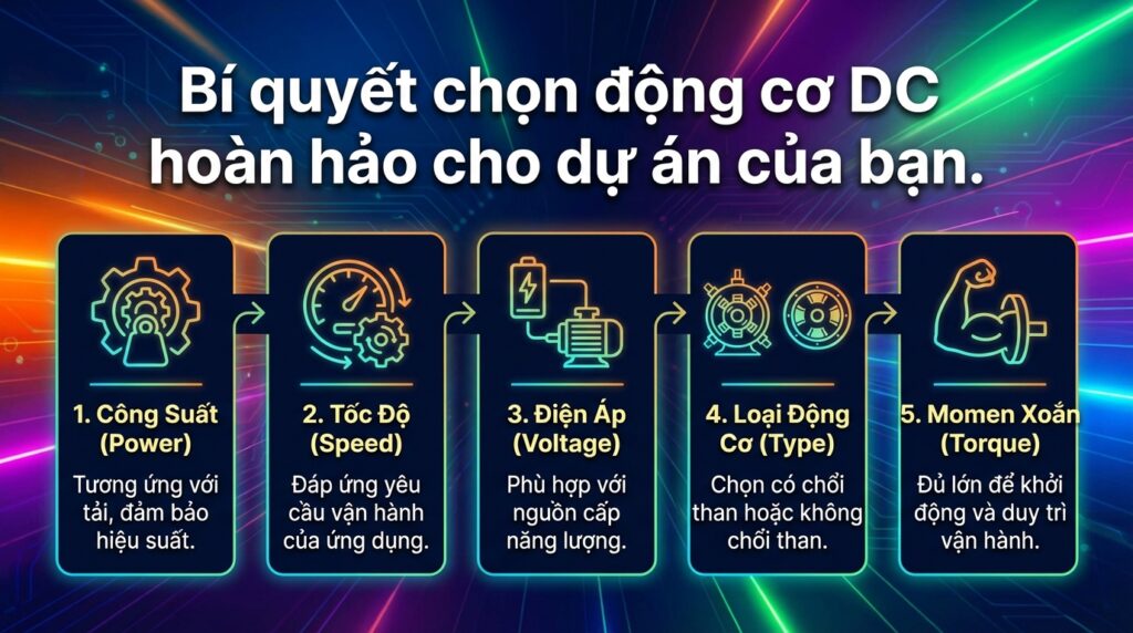 Bí quyết chọn động cơ DC hoàn hảo cho dự án của bạn.