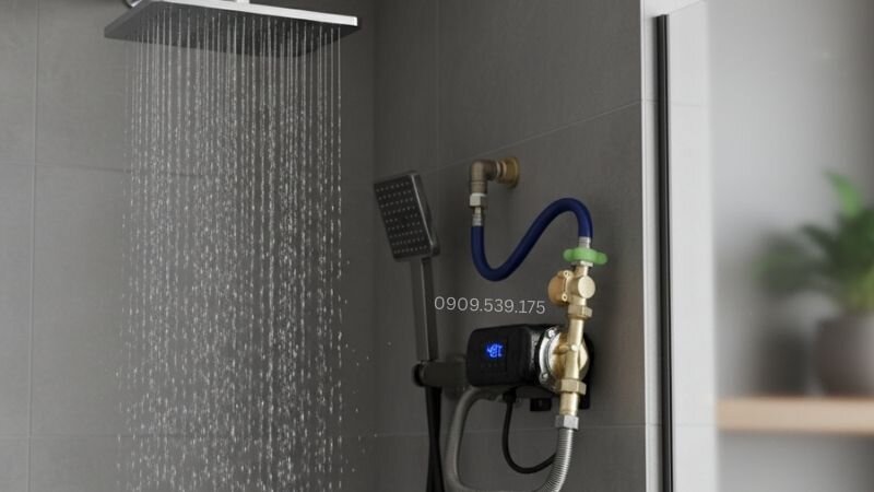 Bơm tăng áp vòi sen tạo áp lực nước ổn định, giúp tia nước mạnh và đều hơn khi sử dụng.