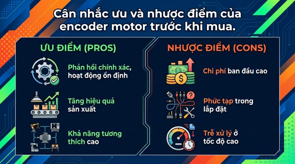 Cân nhắc ưu và nhược điểm của encoder motor trước khi mua.
