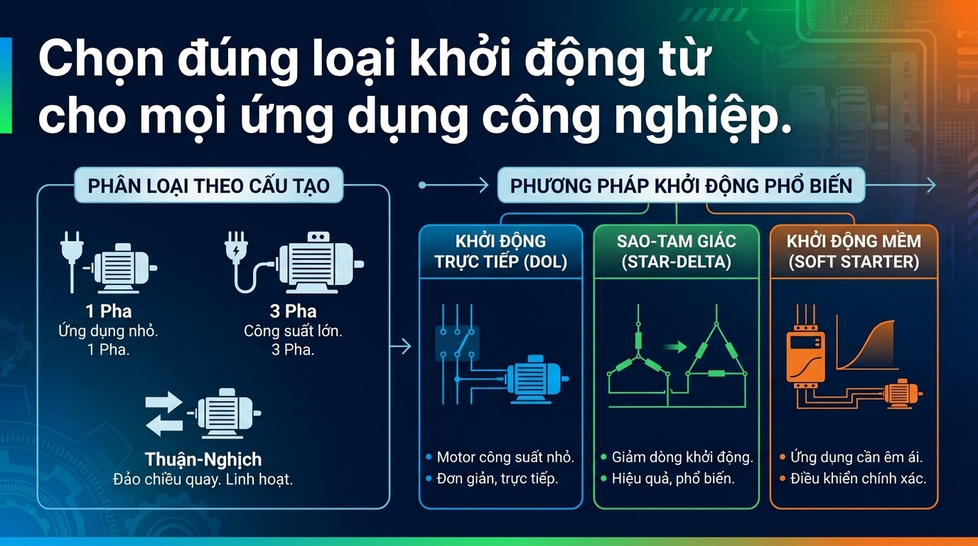 Chọn đúng loại khởi động từ cho mọi ứng dụng công nghiệp.