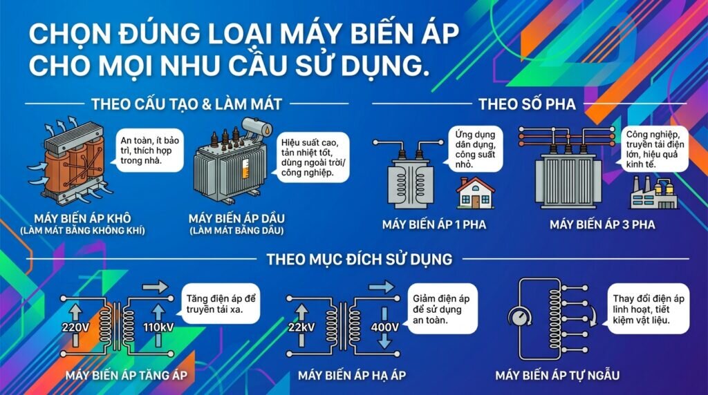 Chọn đúng loại máy biến áp cho mọi nhu cầu sử dụng.