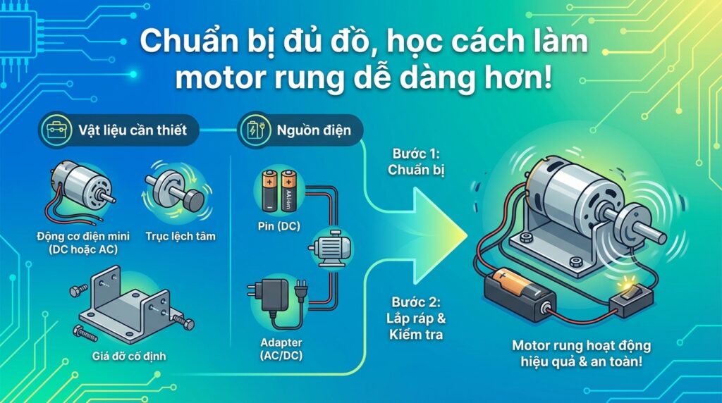Chuẩn bị đủ đồ, học cách làm motor rung dễ dàng hơn!