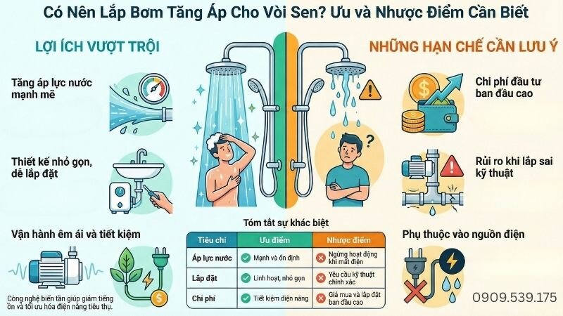 Có nên lắp bơm tăng áp cho vòi sen, ưu nhược điểm cần biết.
