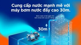 Cung cấp nước mạnh mẽ với máy bơm nước đẩy cao 30m.