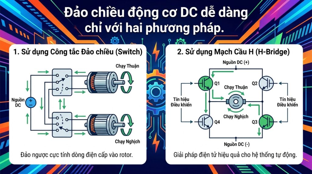 Đảo chiều động cơ DC dễ dàng chỉ với hai phương pháp.