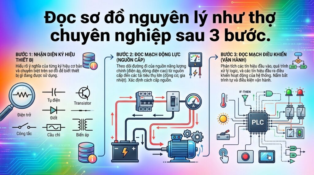 Đọc sơ đồ nguyên lý như thợ chuyên nghiệp sau 3 bước.