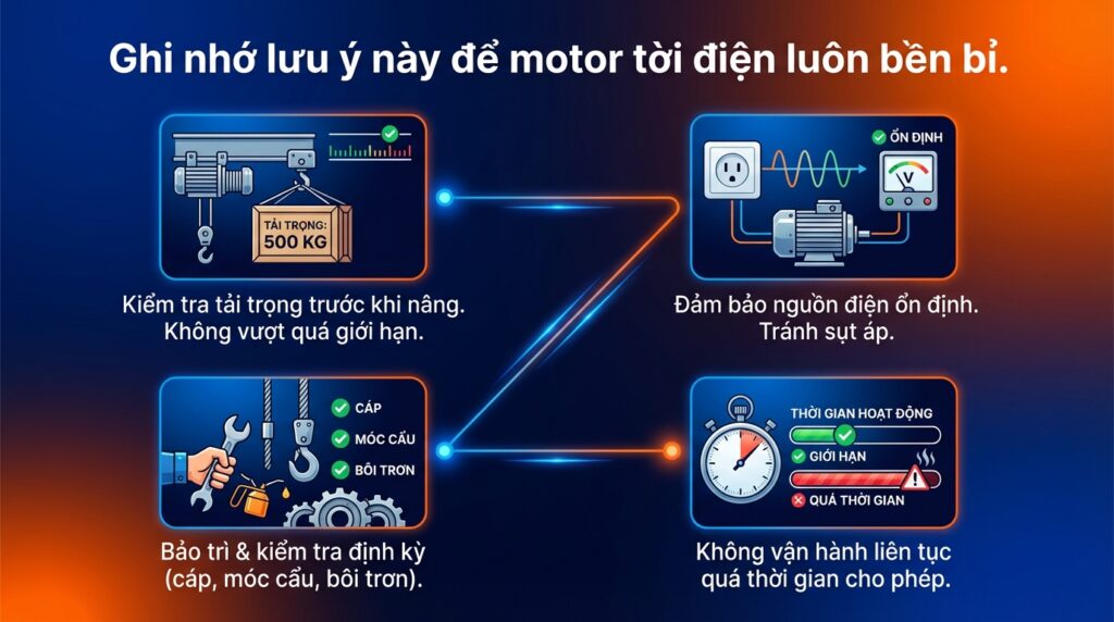 Ghi nhớ lưu ý này để motor tời điện luôn bền bỉ.