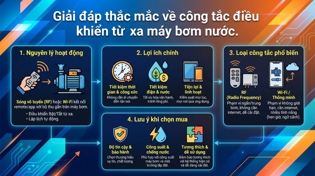 Giải đáp thắc mắc về công tắc điều khiển từ xa máy bơm nước.