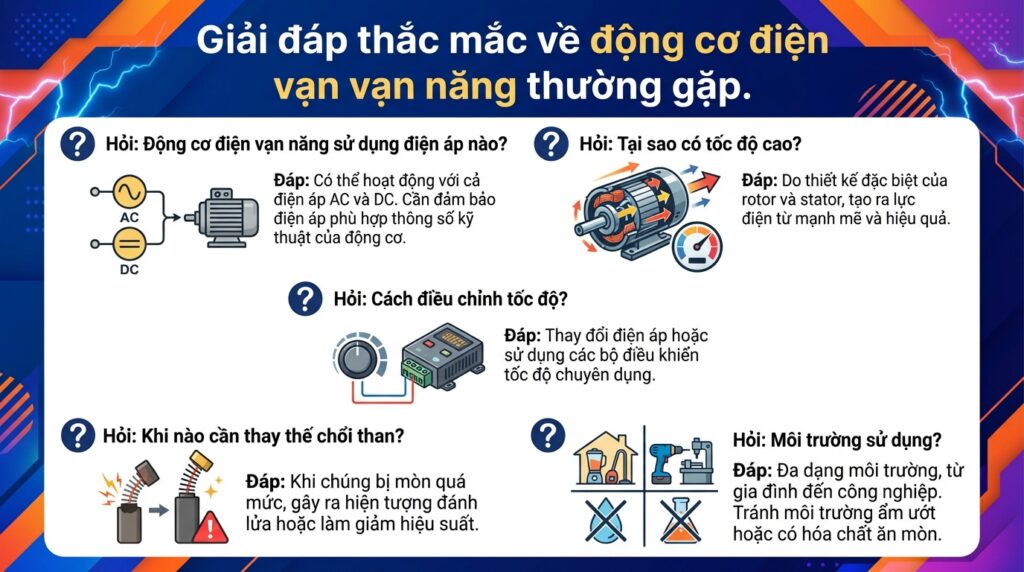 Giải đáp thắc mắc về động cơ điện vạn năng thường gặp.
