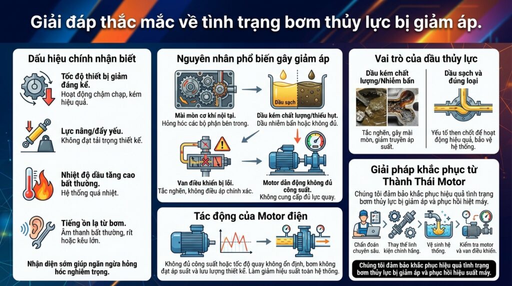 Giải đáp thắc mắc về tình trạng bơm thủy lực bị giảm áp.