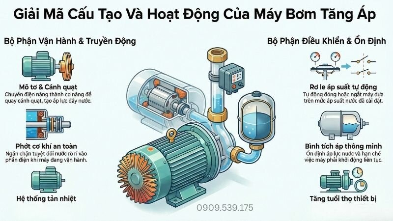 Giải mã cấu tạo và hoạt động của máy bơm tăng áp.