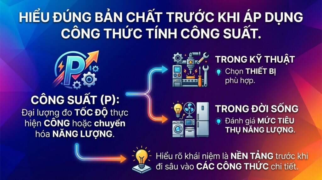 Hiểu đúng bản chất trước khi áp dụng công thức tính công suất.
