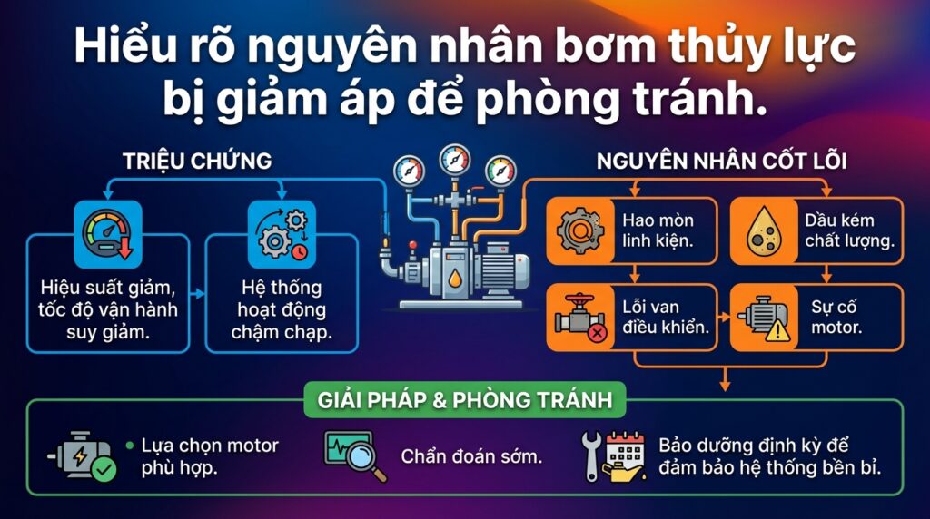 Hiểu rõ nguyên nhân bơm thủy lực bị giảm áp để phòng tránh.