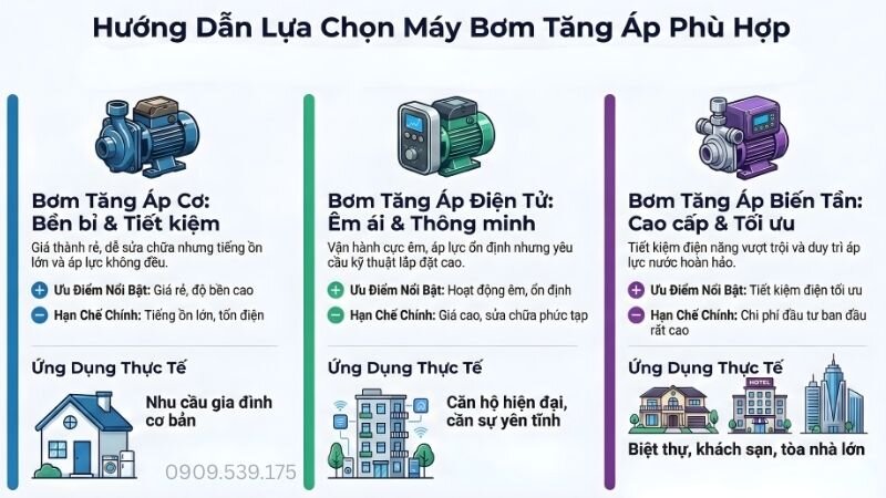 Hướng dẫn lựa chọn máy bơm tăng áp phù hợp.