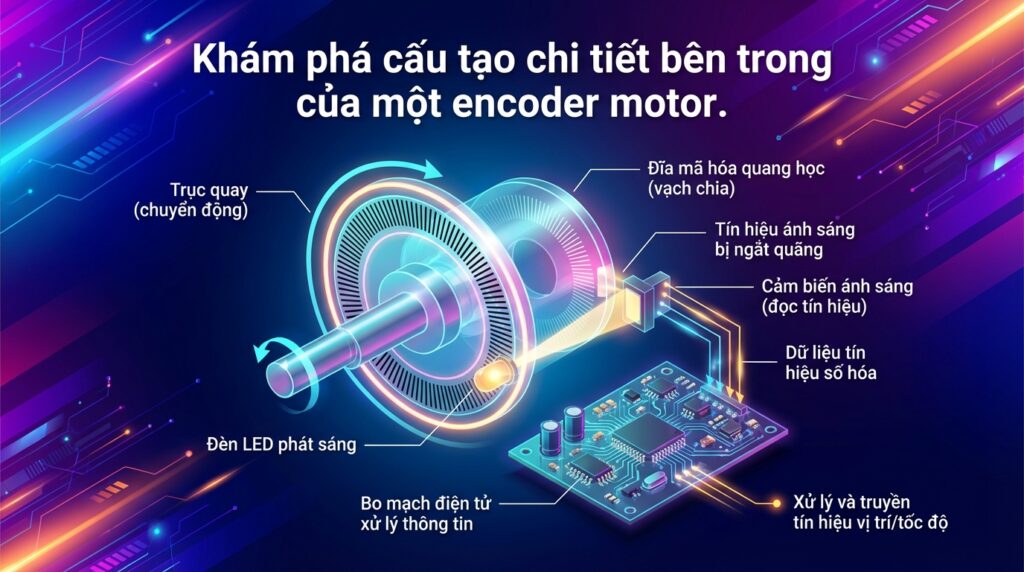 Khám phá cấu tạo chi tiết bên trong của một encoder motor.
