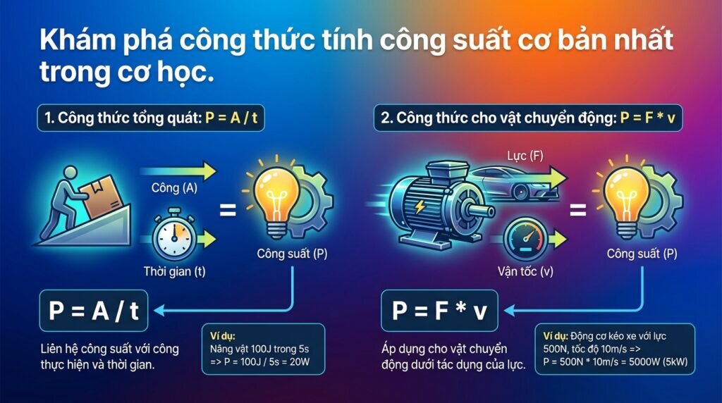 Khám phá công thức tính công suất cơ bản nhất trong cơ học.