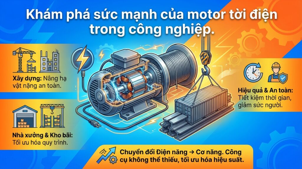 Khám phá sức mạnh của motor tời điện trong công nghiệp.
