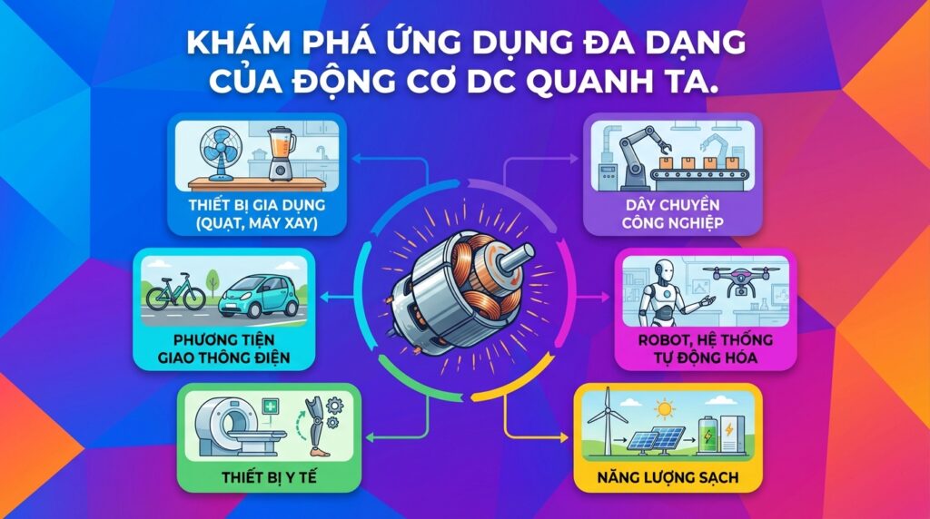 Khám phá ứng dụng đa dạng của động cơ DC quanh ta.