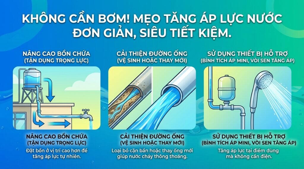 Không cần bơm! Mẹo tăng áp lực nước đơn giản, siêu tiết kiệm.