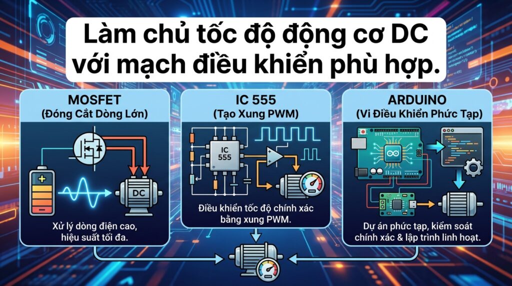Làm chủ tốc độ động cơ DC với mạch điều khiển phù hợp.