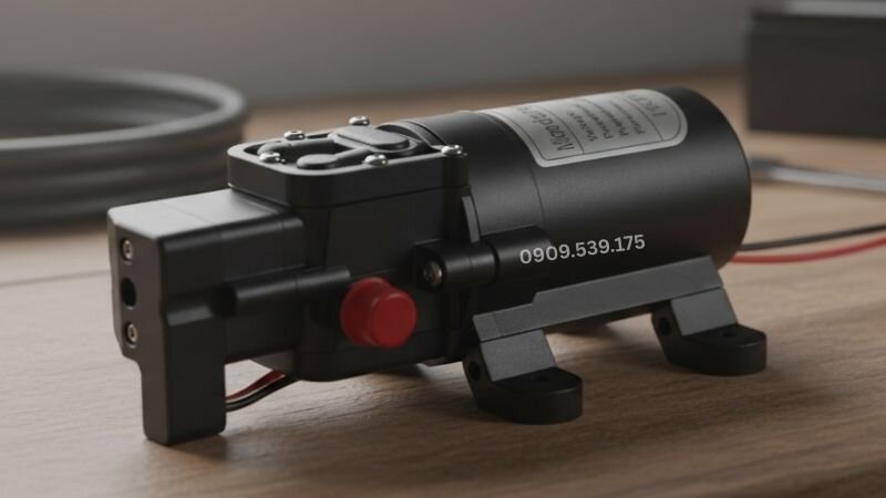 Máy bơm nước 12V Chỉ hoạt động với dòng điện một chiều từ bình ắc quy thường chỉ phục vụ các nhu cầu lưu lượng nước nhỏ.