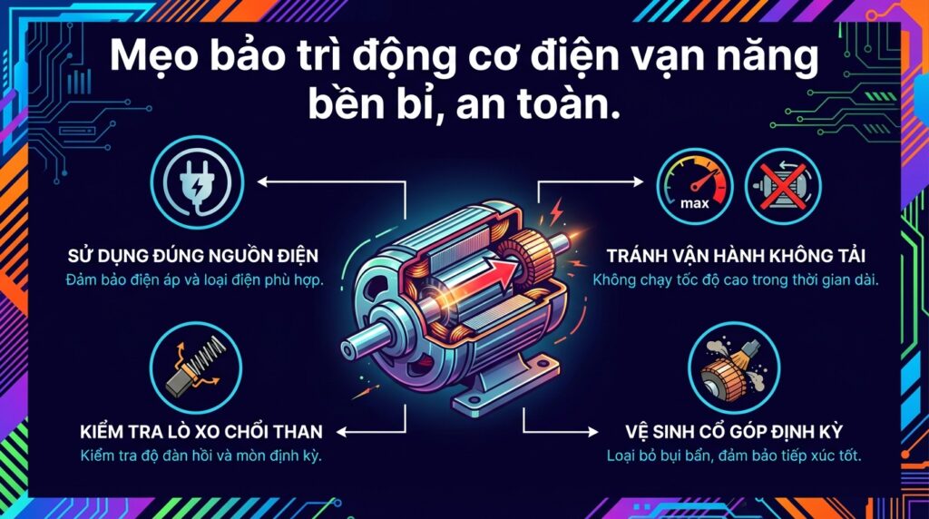 Mẹo bảo trì động cơ điện vạn năng bền bỉ, an toàn.
