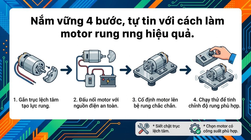 Nắm vững 4 bước, tự tin với cách làm motor rung hiệu quả.