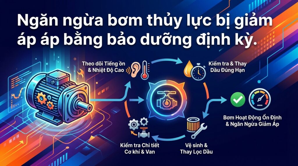 Ngăn ngừa bơm thủy lực bị giảm áp bằng bảo dưỡng định kỳ.