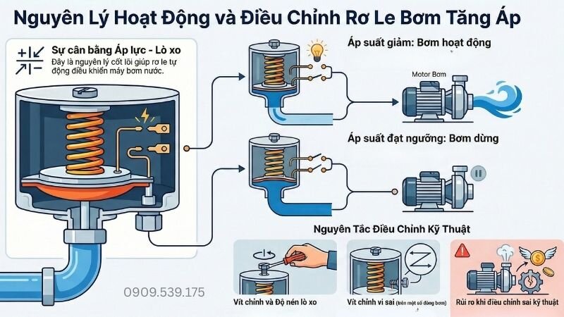 Nguyên lý hoạt động và điều chỉnh rơ le bơm tăng áp.