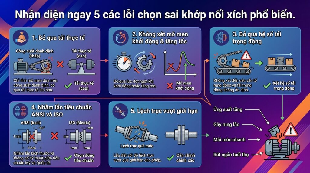 Nhận diện ngay 5 các lỗi chọn sai khớp nối xích phổ biến.