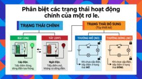 Phân biệt các trạng thái hoạt động chính của một rơ le.