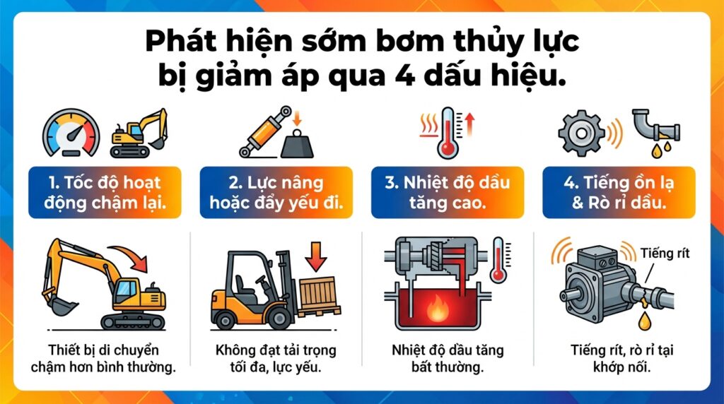 Phát hiện sớm bơm thủy lực bị giảm áp qua 4 dấu hiệu.