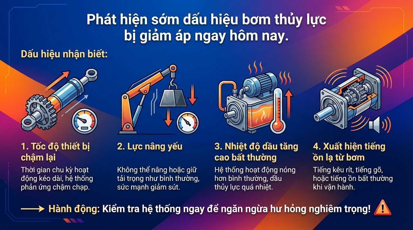 Phát hiện sớm dấu hiệu bơm thủy lực bị giảm áp ngay hôm nay.