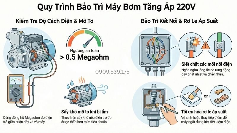 Quy trình bảo trì máy bơm tăng áp 220V.