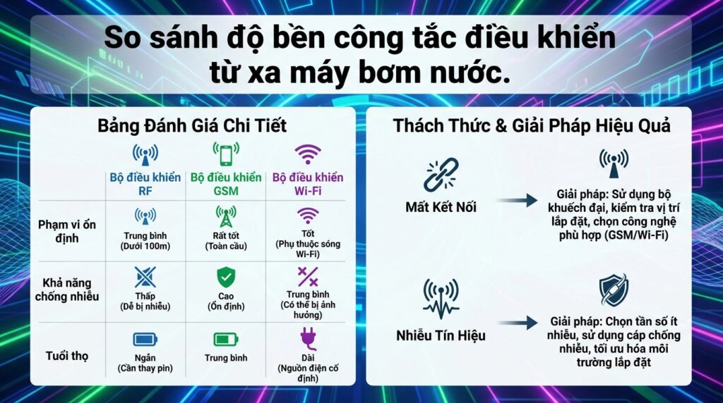 So sánh độ bền công tắc điều khiển từ xa máy bơm nước.