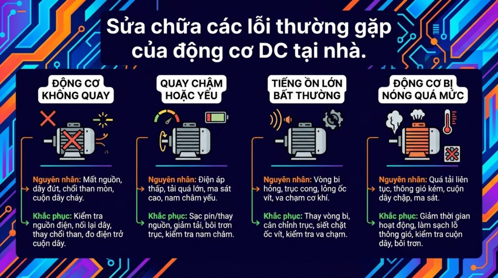Sửa chữa các lỗi thường gặp của động cơ DC tại nhà.