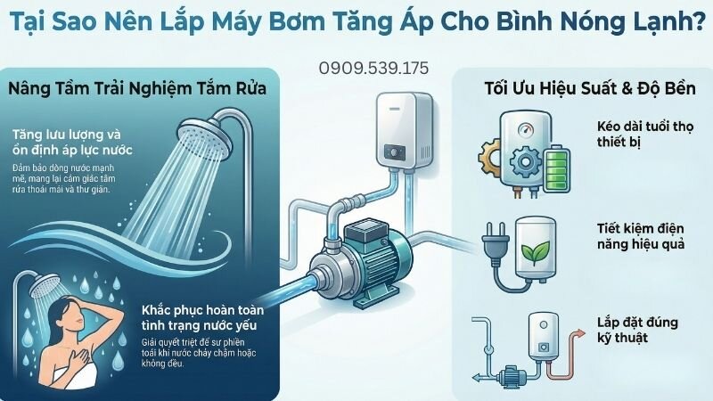 Tại sao nên lắp bơm tăng áp cho bình nóng lạnh?