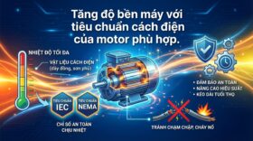 Tăng độ bền máy với tiêu chuẩn cách điện của motor phù hợp.