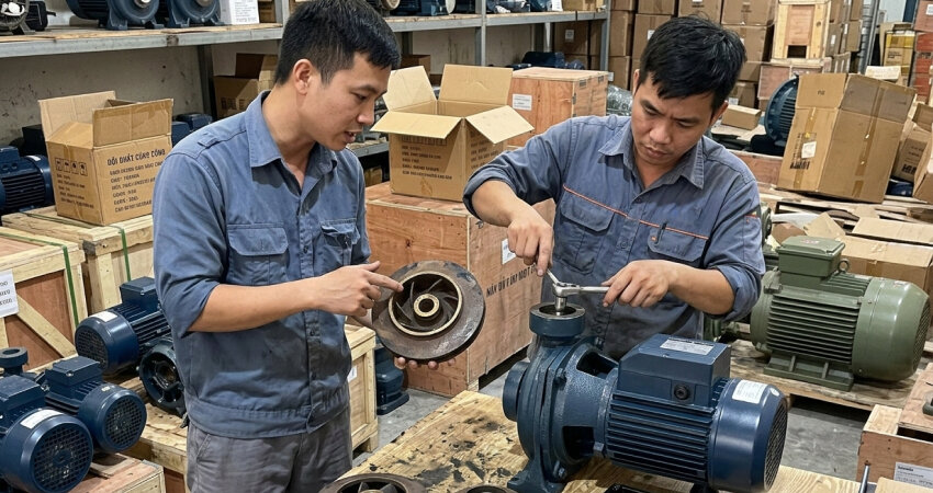 Vật liệu cánh quạt và thân bơm là yếu tố quan trọng quyết định độ bền, hiệu suất vận hành cũng như tuổi thọ của thiết bị