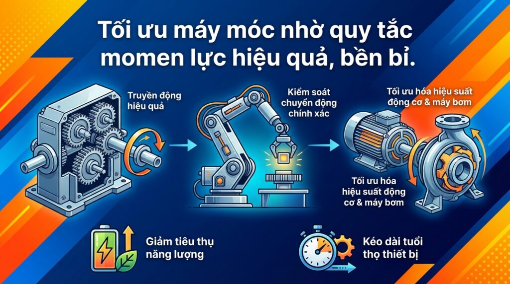 Tối ưu máy móc nhờ quy tắc momen lực hiệu quả, bền bỉ.