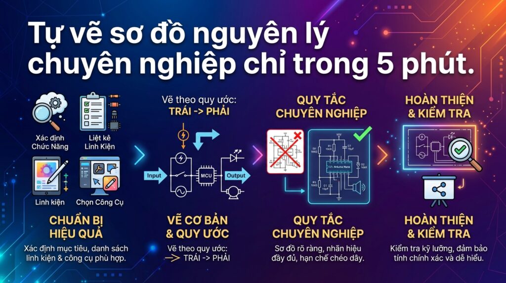 Tự vẽ sơ đồ nguyên lý chuyên nghiệp chỉ trong 5 phút.