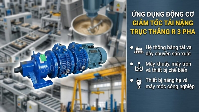 Ứng dụng của động cơ giảm tốc 3 pha tải nặng trục thẳng R