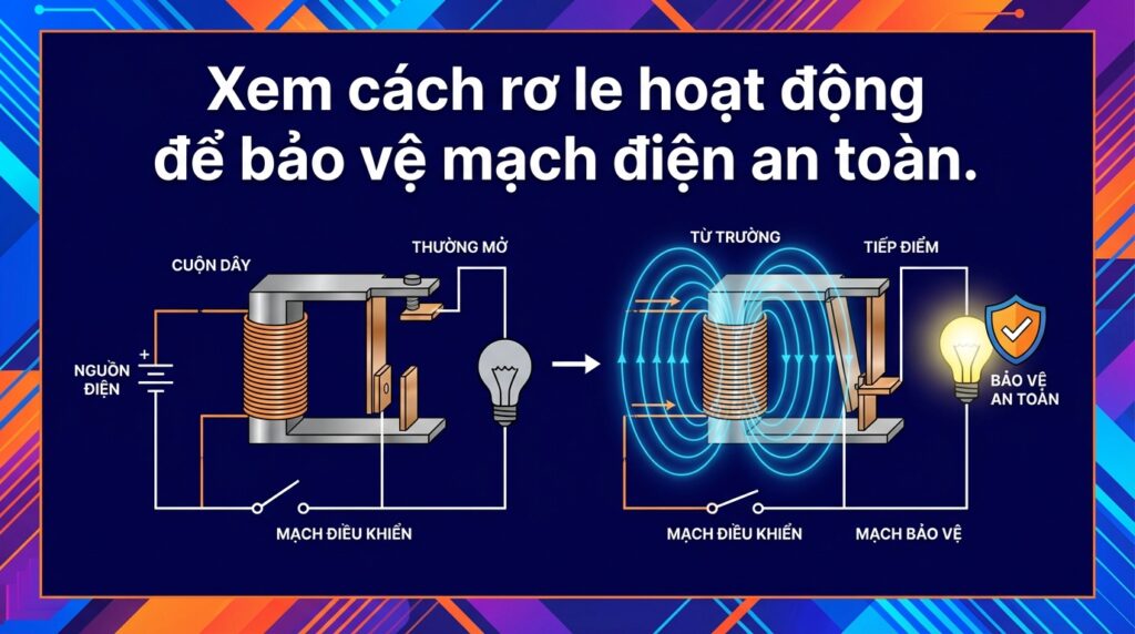 Xem cách rơ le hoạt động để bảo vệ mạch điện an toàn.