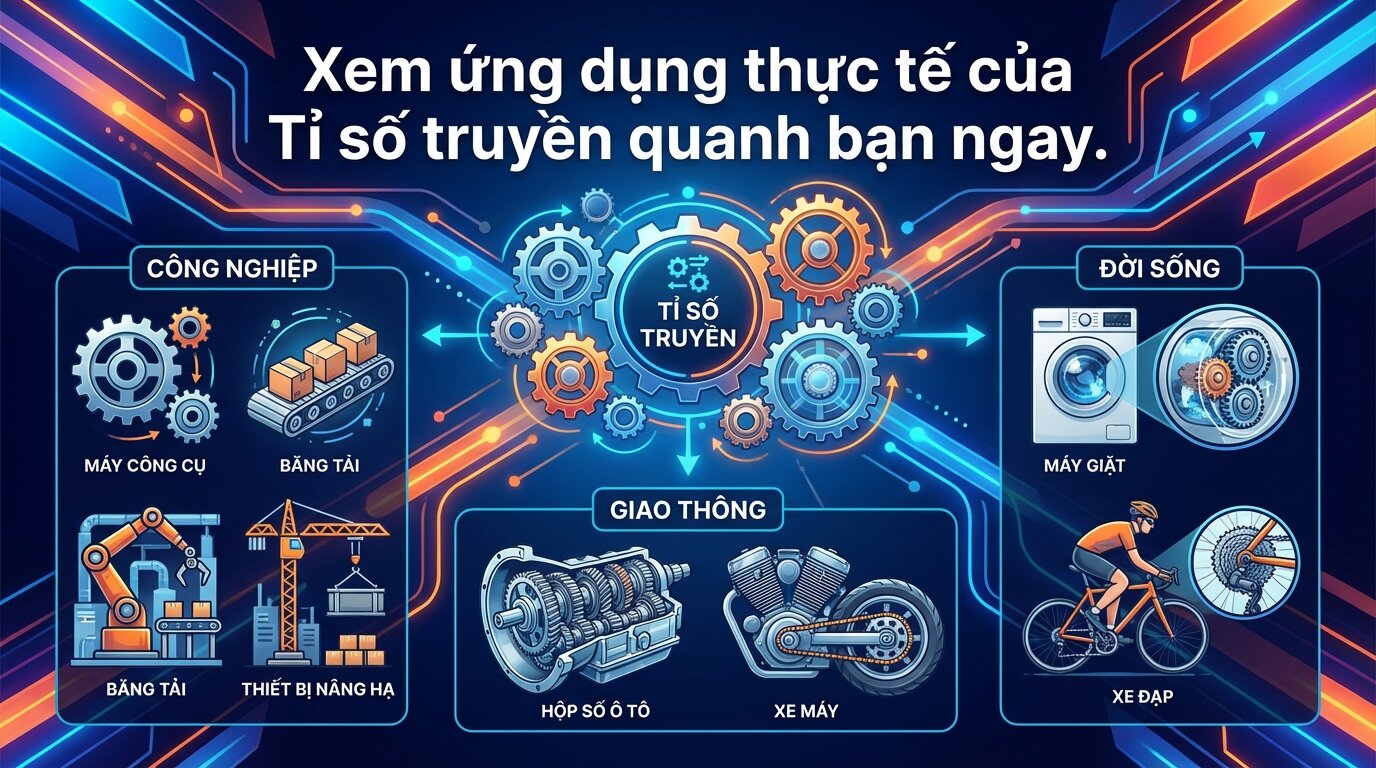 Xem ứng dụng thực tế của Tỉ số truyền quanh bạn ngay.