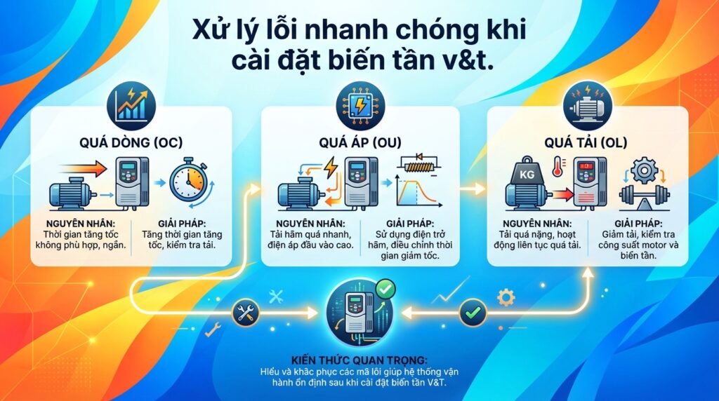 Xử lý lỗi nhanh chóng khi cài đặt biến tần v&t.