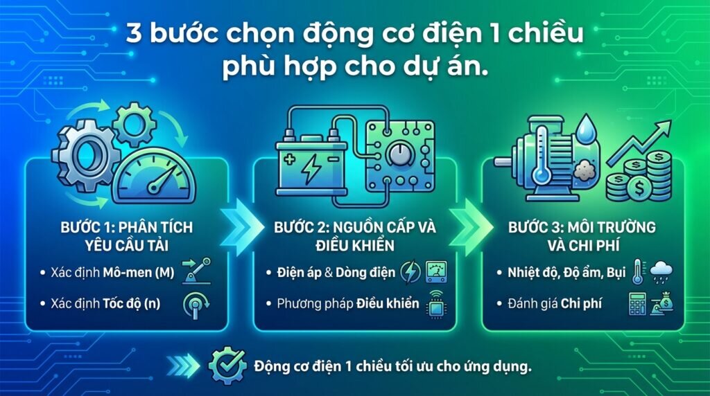 3 bước chọn động cơ điện 1 chiều phù hợp cho dự án.
