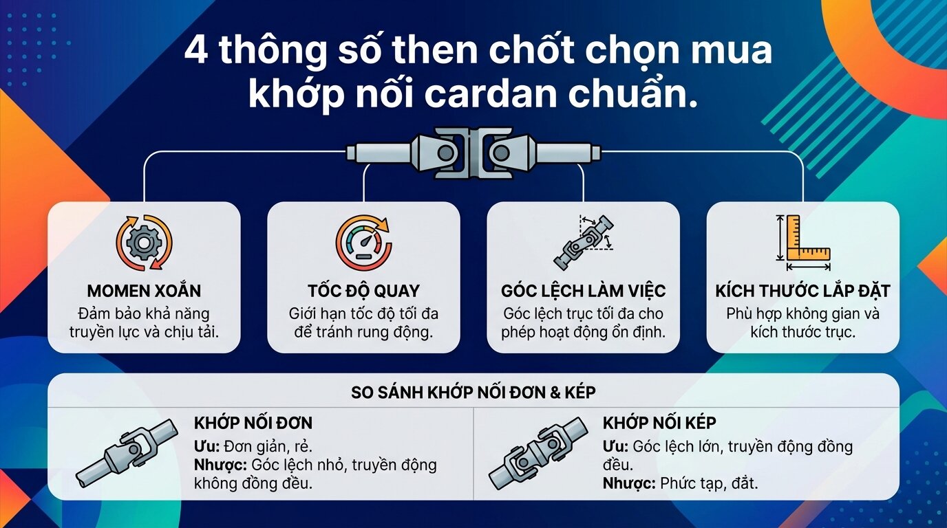 4 thông số then chốt chọn mua khớp nối cardan chuẩn.