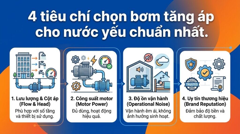 4 tiêu chí chọn bơm tăng áp cho nước yếu chuẩn nhất.