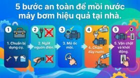 5 bước an toàn để mồi nước máy bơm hiệu quả tại nhà.