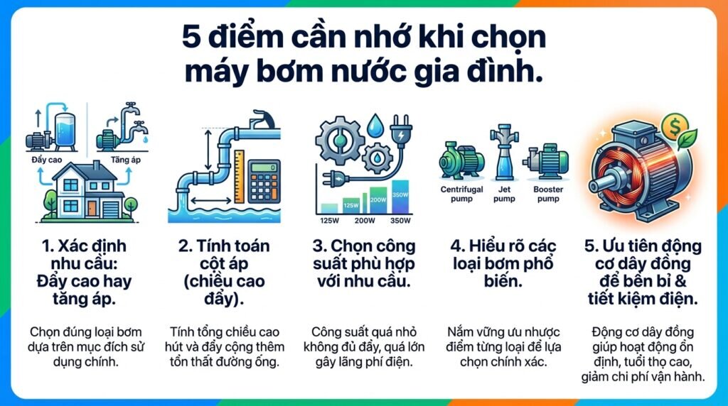 5 điểm cần nhớ khi chọn máy bơm nước gia đình.